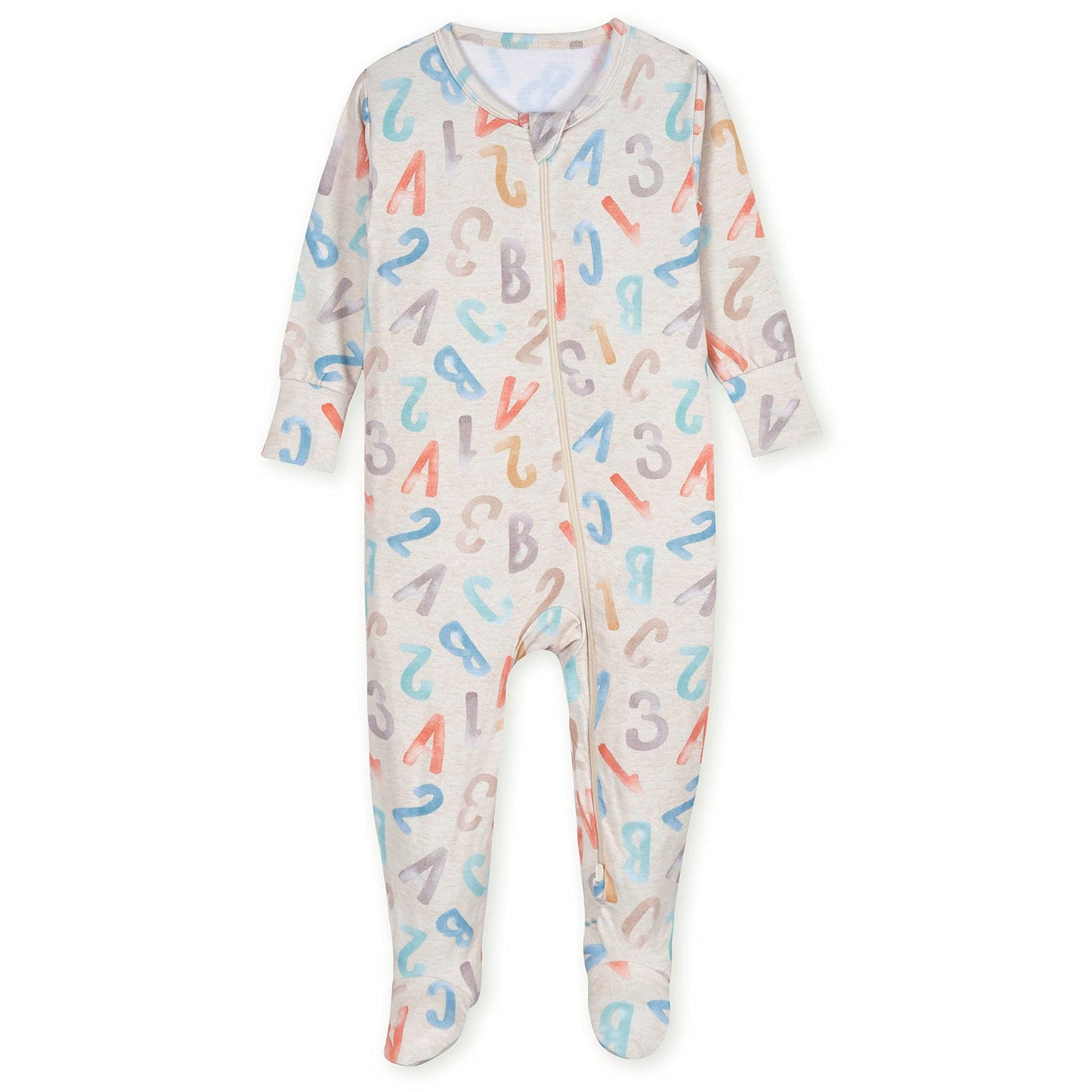 Gerber Baby Girls Buttery-Soft Snug Fit Footed Pajamas With Viscose Made Eucalyptus And Toddler Sleepers, Alphabet Soup, 6-9 Mon