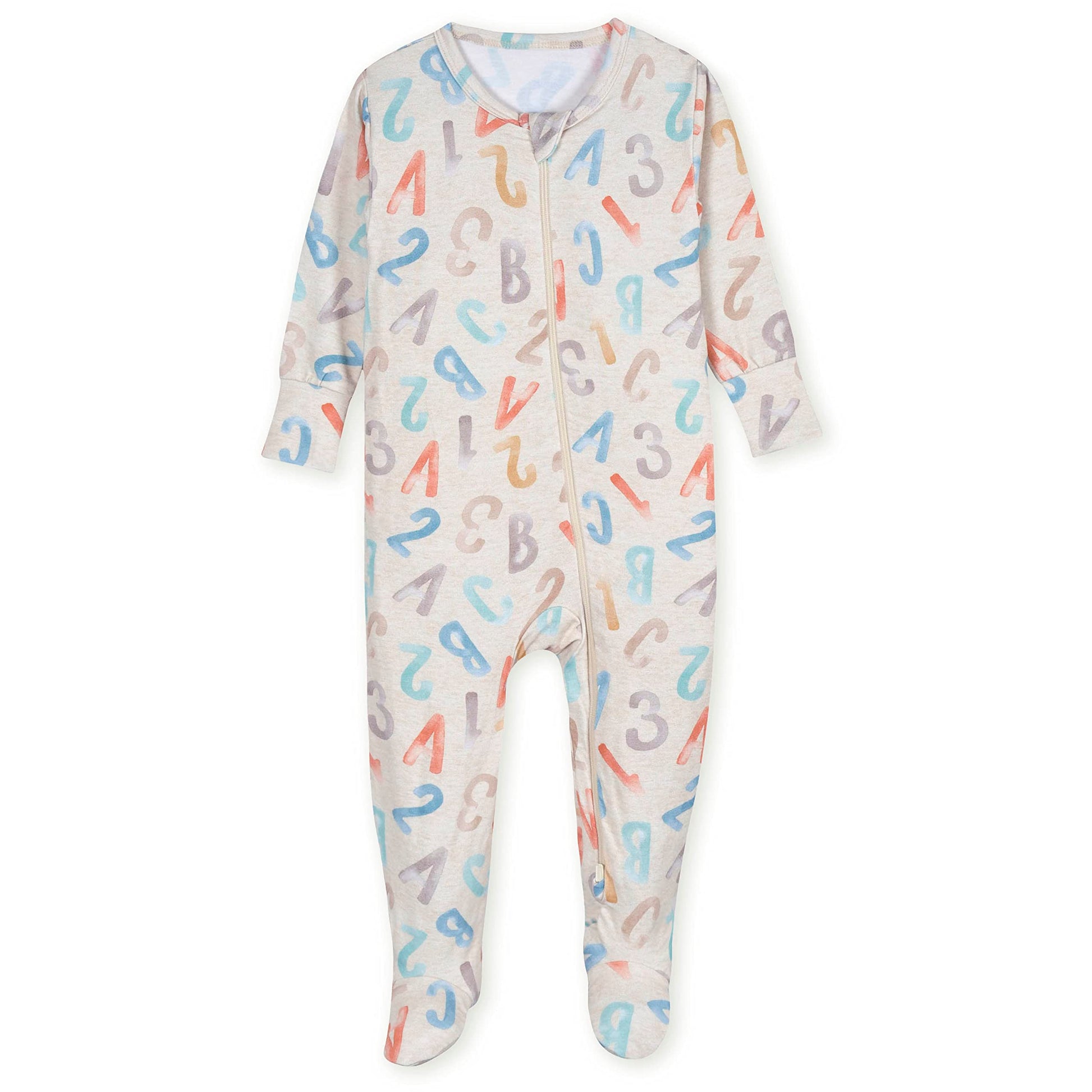 Gerber Baby Girls Buttery-Soft Snug Fit Footed Pajamas With Viscose Made Eucalyptus And Toddler Sleepers, Alphabet Soup, 6-9 Mon
