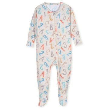 Gerber Baby Girls Buttery-Soft Snug Fit Footed Pajamas With Viscose Made Eucalyptus And Toddler Sleepers, Alphabet Soup, 6-9 Mon