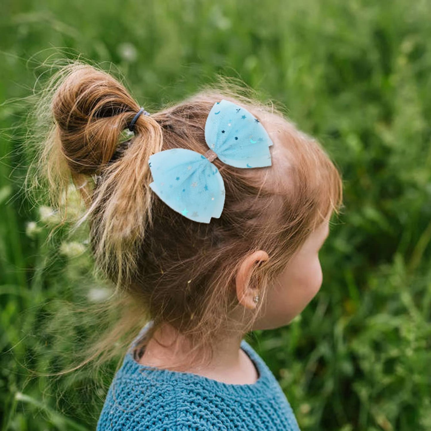 Insowni 12 Pack Tulle Bow With Glitter Star Alligator Hair Clips Barrettes Accessories For Baby Girls Toddlers Kids Children Tee