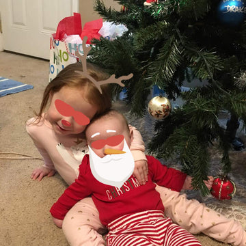 Agapeng Christmas Outfits Baby Girls Boys My First Christmas Rompers Onesie + Stripe Deer Print Pants + Christmas Hat 6-9Months