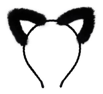 Bonnie Z. Leonardo Classic Furry Black Cat Ears Cat Ears Headband