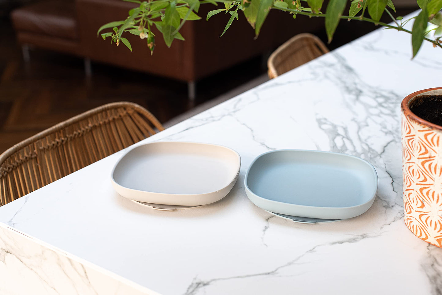2 Pack Silicone Feeding Suction Plates For Babies And Toddlers, Bpa Free, Dishwasher, Microwave And Freezer Safe