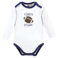 Hudson Baby Unisex Baby Cotton Long-Sleeve Bodysuits, Football Buddy, 3-6 Months