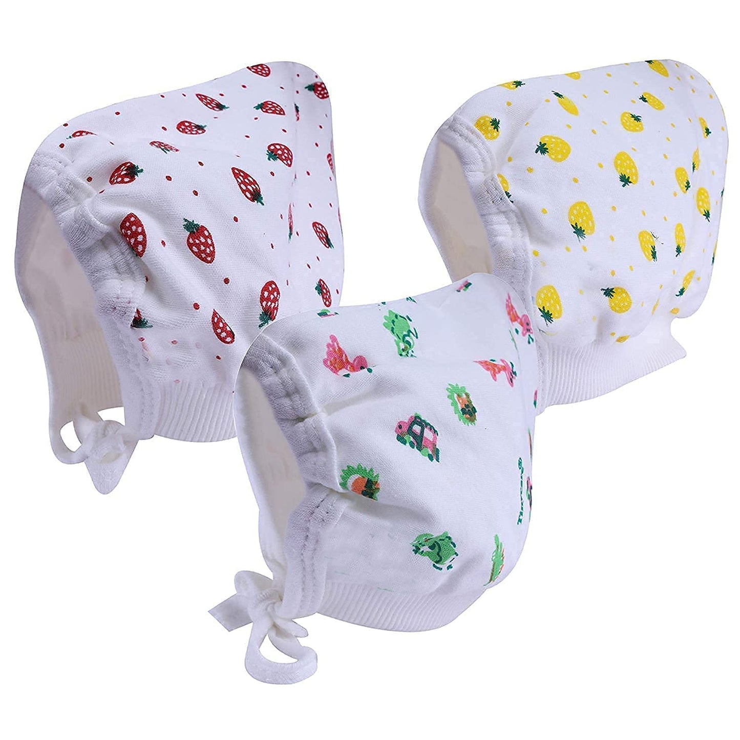 Kike Soft Adjustable Warm Unisex New Born Baby Cap (Pack Of 3 Pecs) (1824 Months, White Cap)