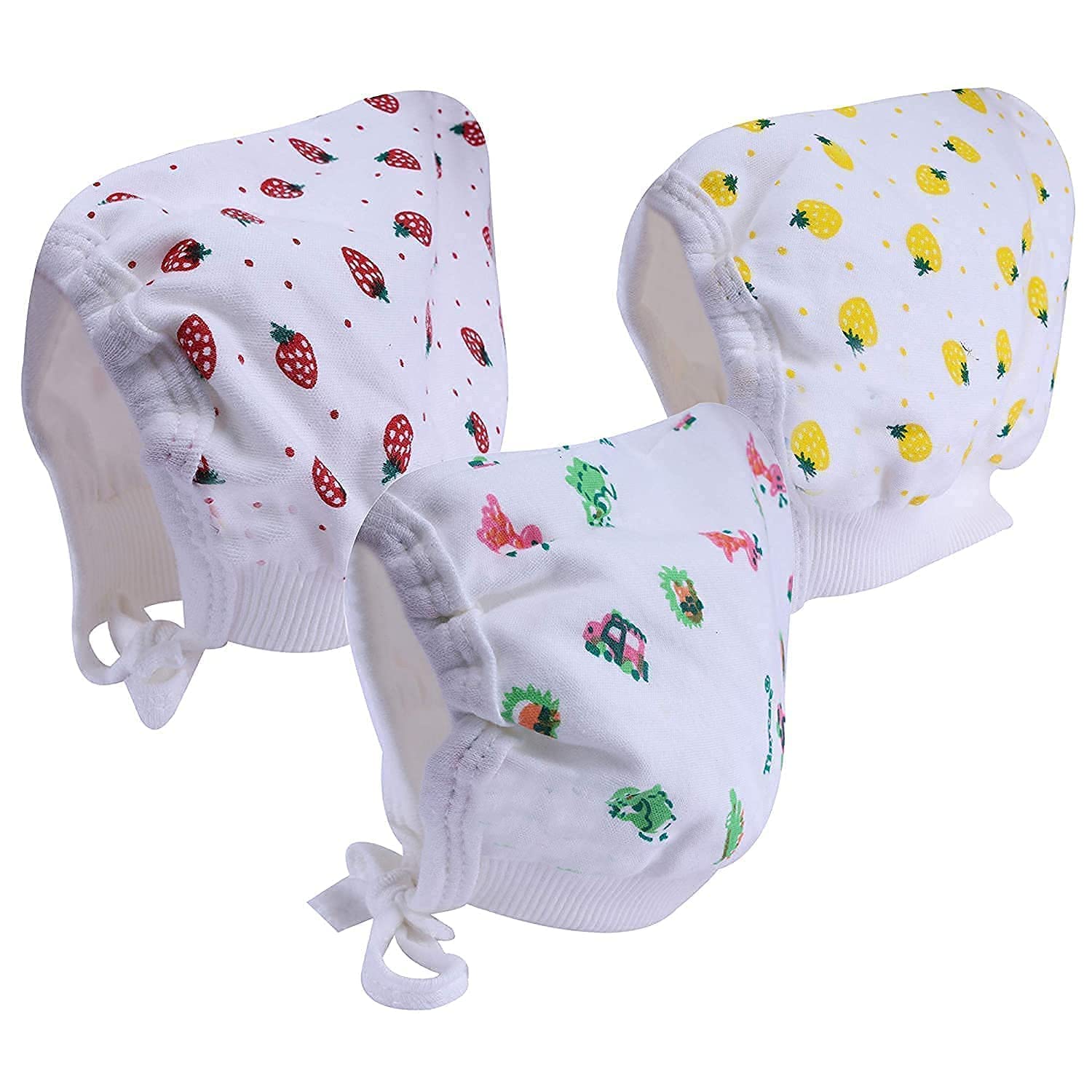 Kike Soft Adjustable Warm Unisex New Born Baby Cap (Pack Of 3 Pecs) (1824 Months, White Cap)