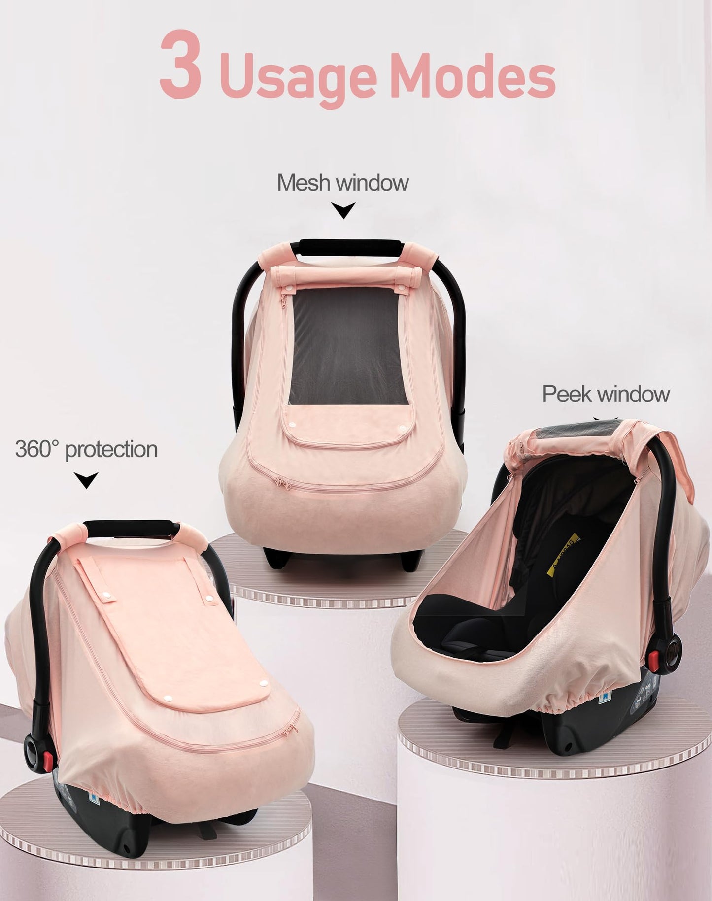 Baby Car Seat Cover For Summer/Spring,100% Organic Cotton Carseat Cover For Babies,Infant Car Seat Cover Canopy For Boys& Girls,