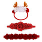 Mligril Baby Girl Floral Headbands Set - 3Pcs Flower Crown Xmas Elastic Hairband Newborn Toddler Hair Accessories Christmas Gift