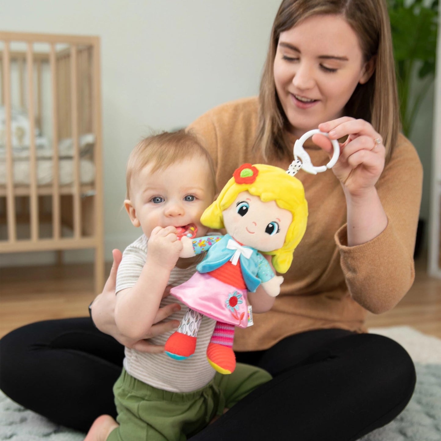 Lamaze My Friend Olivia Car Seat and Stroller Toy - Soft Baby Hanging Toys - Baby Crinkle Toys with High Contrast Colors - Baby