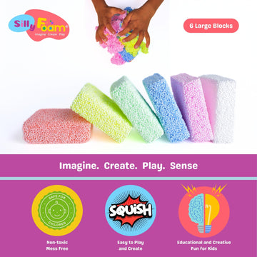 Silly Foam, Creative Modeling Foam Beads, 6 Neon Pastel Colors (Unicorn), Perfect for Preschool and Kids, Arts, Crafts, Sensory