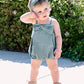 Rufflebutts Baby/Toddler Girls Light Wash Denim Bow-Front Bubble Romper - 18-24M