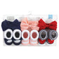 Hudson Baby Baby Girls' Headband And Socks Giftset, Red Blue Bows, One Size