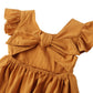 Dutebare Baby Girls Dress Cotton Linen Ruffle Sleeveless Dresses Toddler Casual Party Sundress Yellow 90