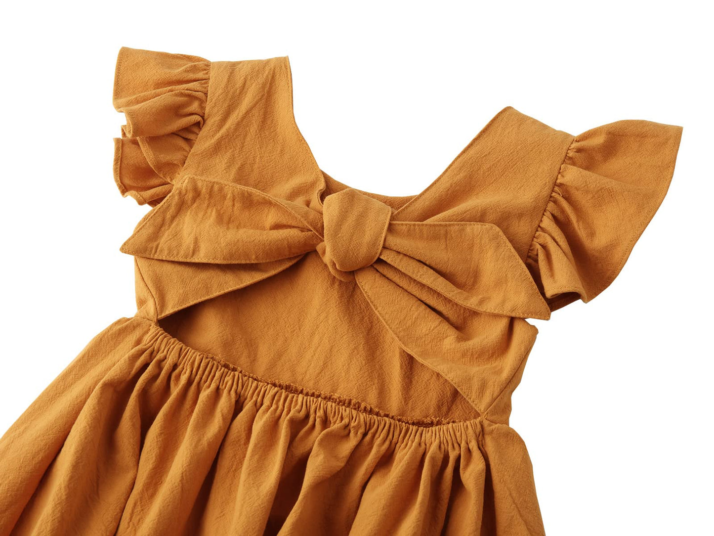 Dutebare Baby Girls Dress Cotton Linen Ruffle Sleeveless Dresses Toddler Casual Party Sundress Yellow 90