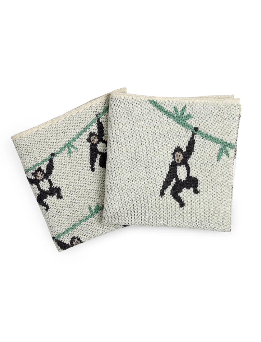 THE BABY TRUNK Monkey Knitted Napkin Set of 2 | Soft Hypoallergenic Cotton Baby Wipes | Gentle Washcloths for Newborns & Infants