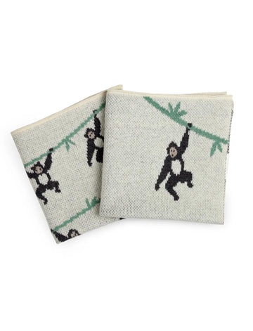THE BABY TRUNK Monkey Knitted Napkin Set of 2 | Soft Hypoallergenic Cotton Baby Wipes | Gentle Washcloths for Newborns & Infants