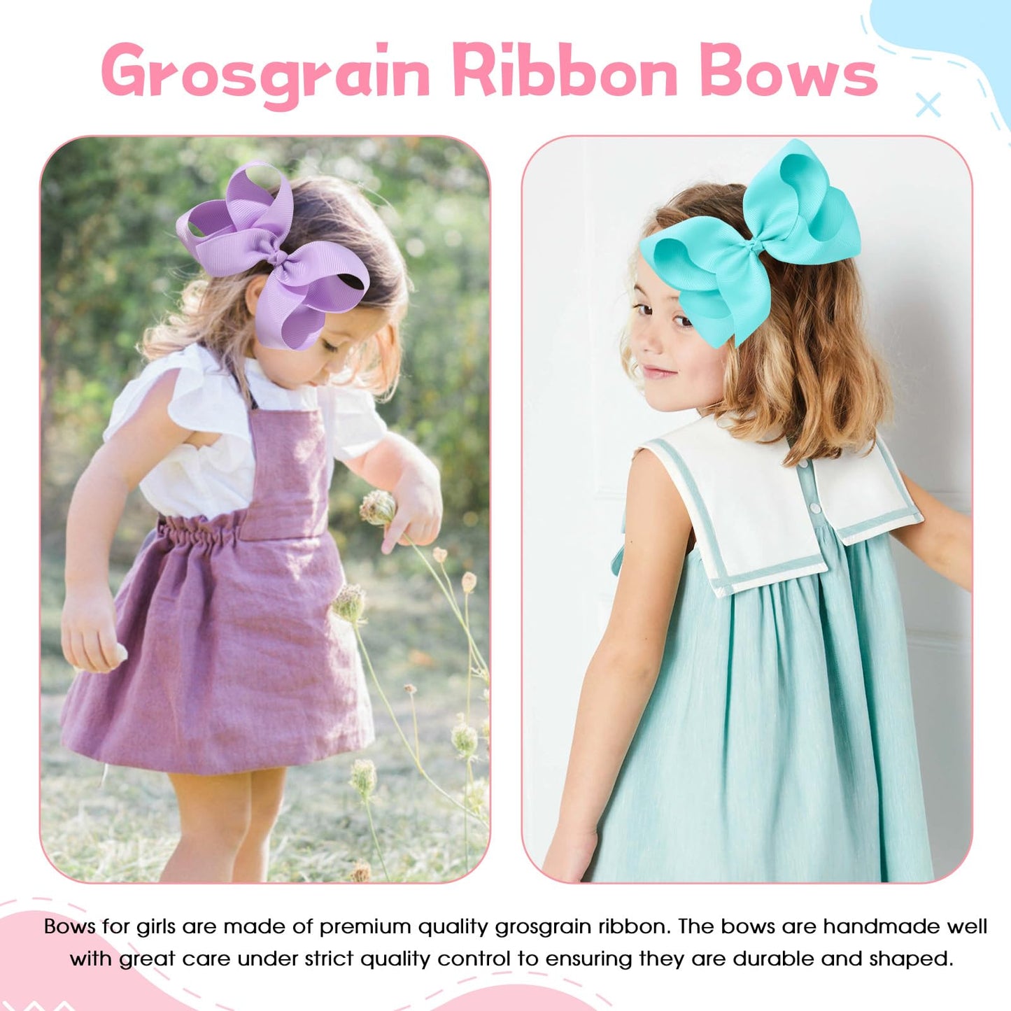 Oaoleer 20Pcs 8 Inch Hair Bows For Girls Grosgrain Ribbon Toddler Hair Accessories With Alligator Clips For Toddlers Baby Girls