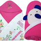 BRANDONN Newborn Combo of Double PLY Reversible Hooded and Fleece Hooded Baby Blankets(Pack of 2, HOTPINK)