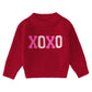 Toddler Girl Valentine'S Day Sweater Xoxo Chenille Patch Knit Sweater Chunky Long Sleeve Pullover Fall Winter Tops(Red,2T(80))