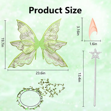 Fairy Wings For Adults Dress Up Sparkling Sheer Butterfly Halloween Costume Angel Wings For Women Girls,Green