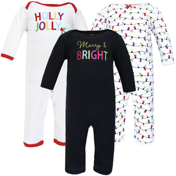 Hudson Baby Unisex Baby Cotton Coveralls Merry And Bright, 9-12 Months