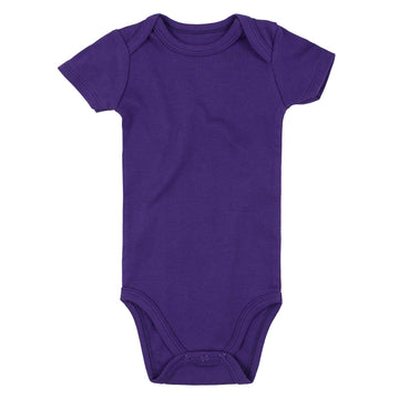 Romperinbox Unisex Solid Baby Bodysuit 0-24 Months (6-9 Months, Purple Short Sleeve)