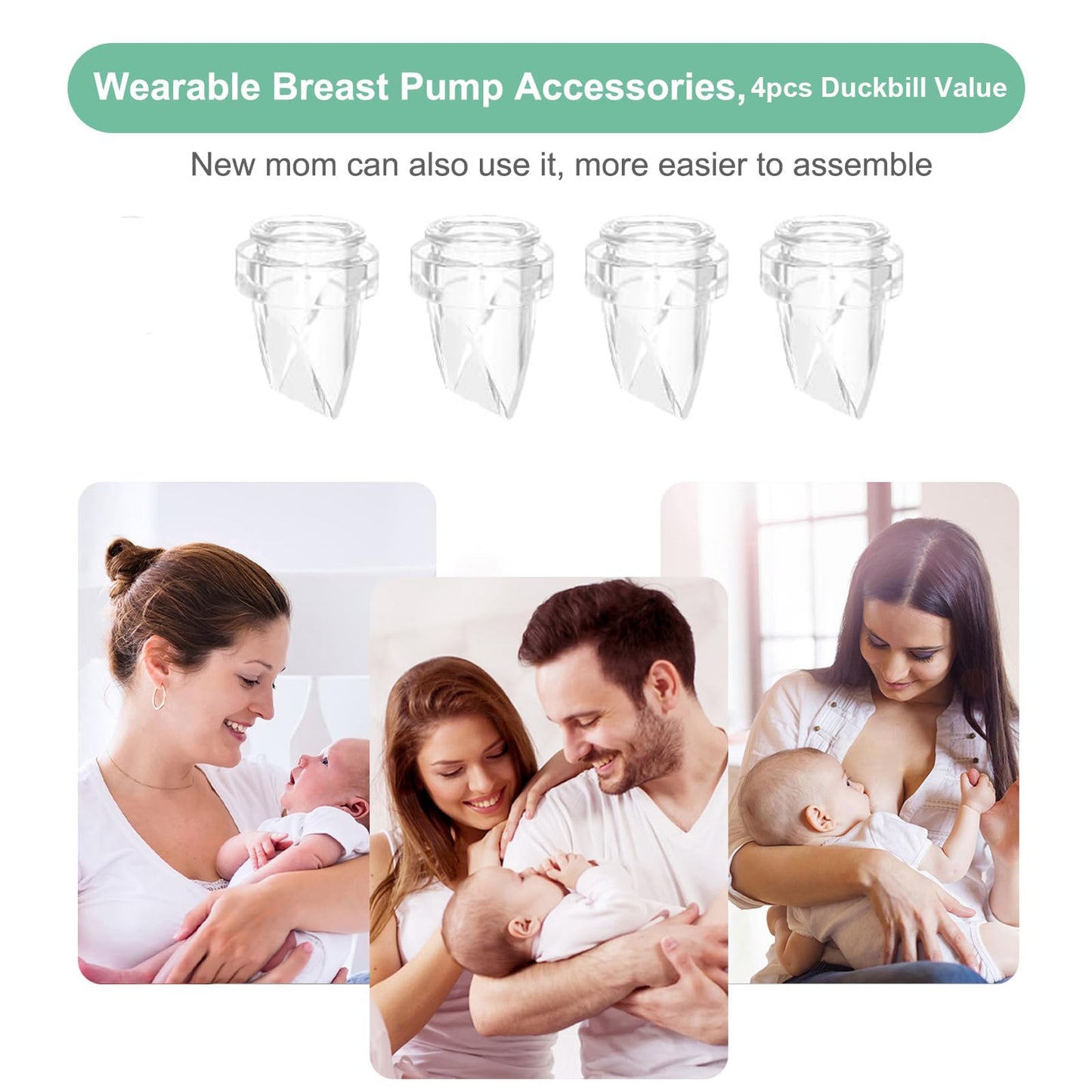 Pdfans 4Pcs Duckbill Valve Wearable Breast Pump Replacement Parts Compatible With Mommed S21/S19/S18 Electric Electric Breastpum