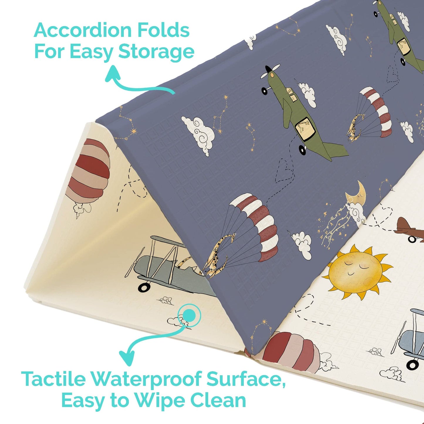 Jumpoff Jo - Large Waterproof Foam Padded Play Mat For Infants, Babies, Toddlers, Play Pens & Tummy Time, Foldable Activity Mat,