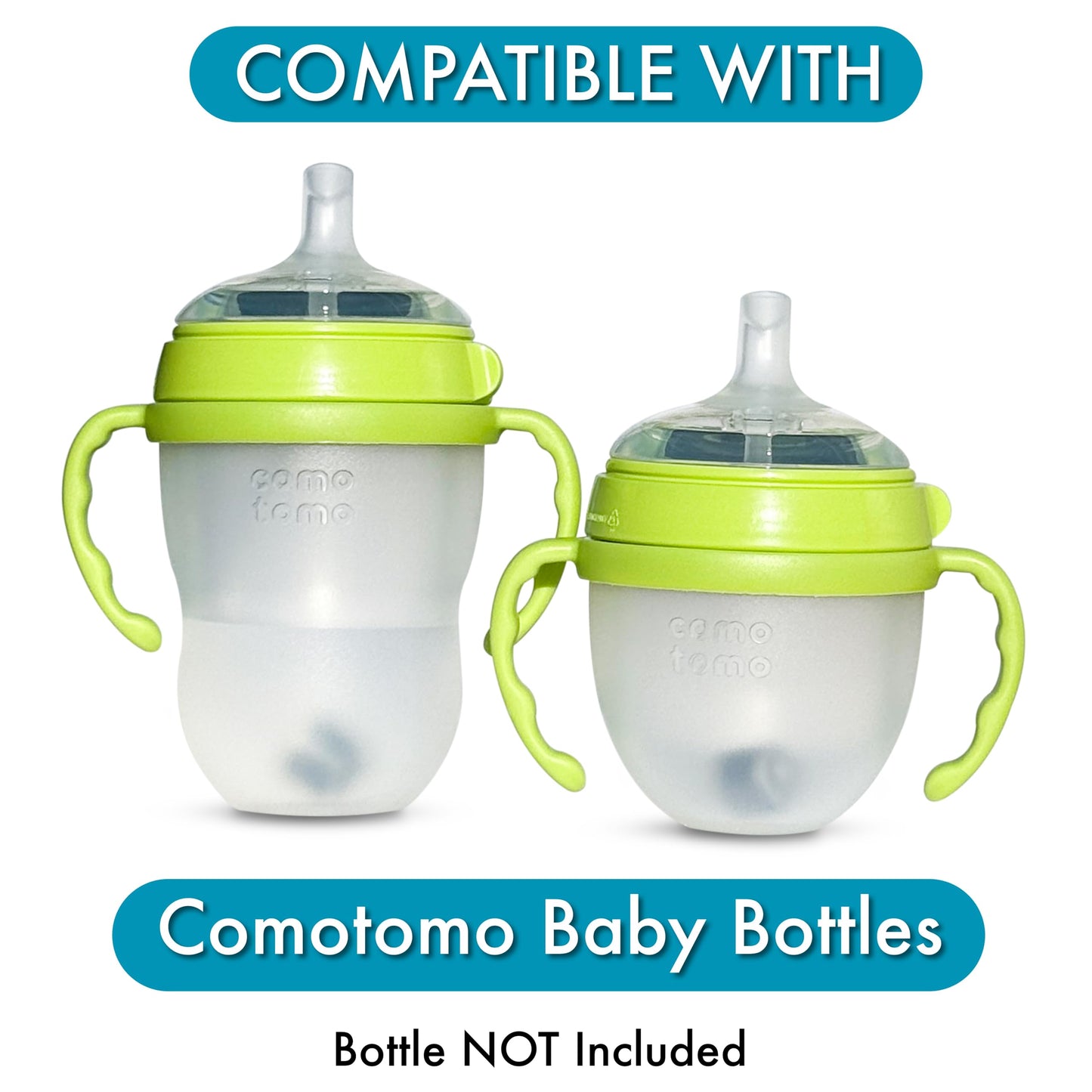 Straw Cup Conversion Kit For Comotomo Baby Bottles 2-Count, Food Grade Silicone Straw Nipples, All Silicone Weighted Straw, Bott