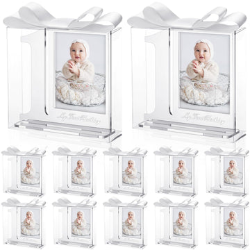 12 Set My 1st Birthday Party Favors Supplies First Birthday Photo Frame First Anniversary Decoration with Clear Plastic Crystal 