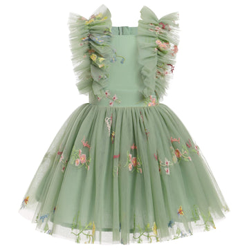 Fairy Dress Toddler, Party Dress For Baby Girl Boho Lace Hippie Flower Puffy Wedding Birthday Fancy Dance Evening Gown For Kids