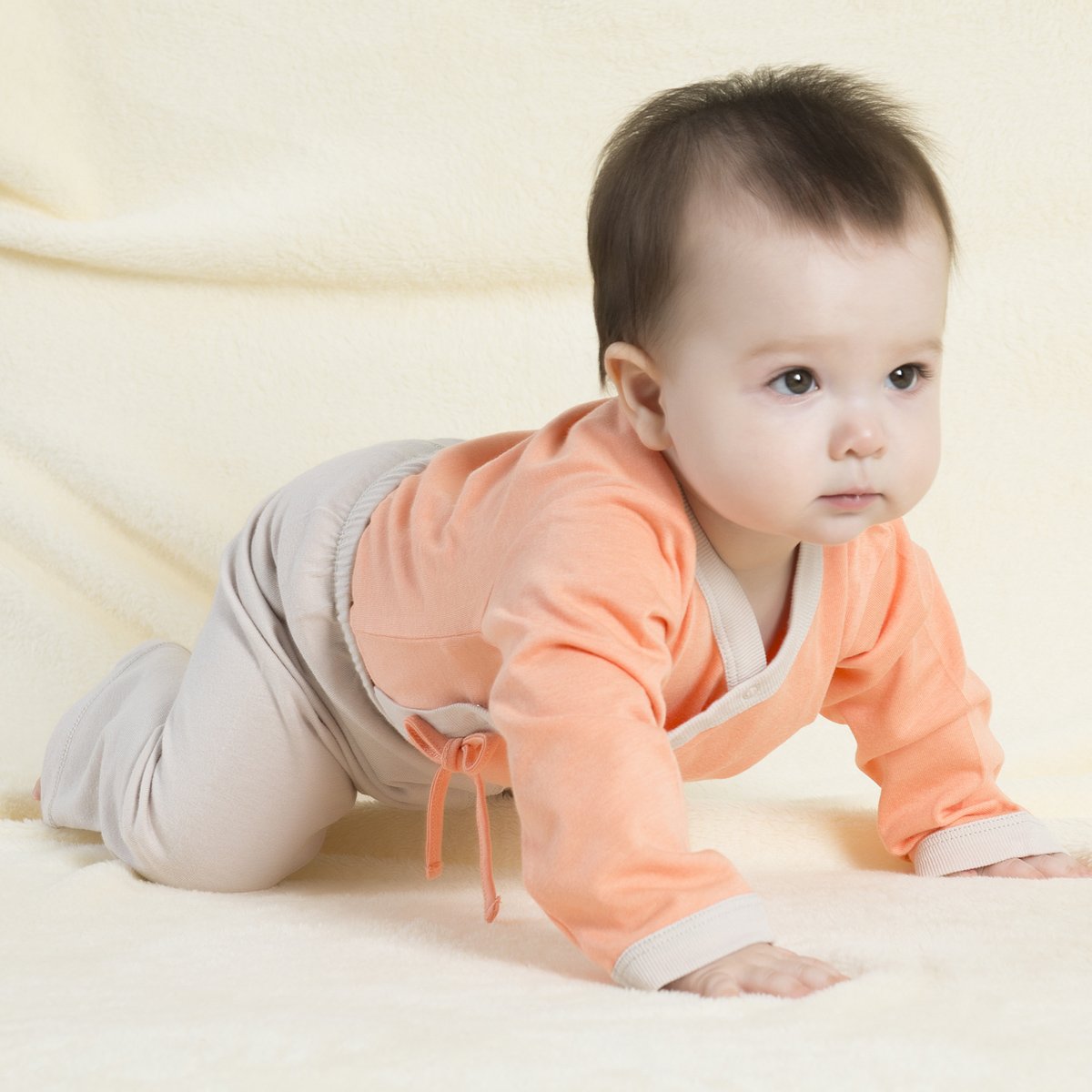 Babysoy Kimono Bodysuit (Baby) - Cantaloupe-6-12 Months
