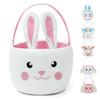 Lofytain Easter Basket Bags,Easter Eggs-Gift Baskets for Kids,Bunny Tote Bag Bucket for Easter Eggs,Toys, Candy,Gifts (White/Pin