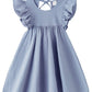 Lyxiof Toddler Baby Girl Cotton Linen Dress Ruffle Sleeve Halter Sleeveless Kids Casual Dresses Smoky Purple 110Cm