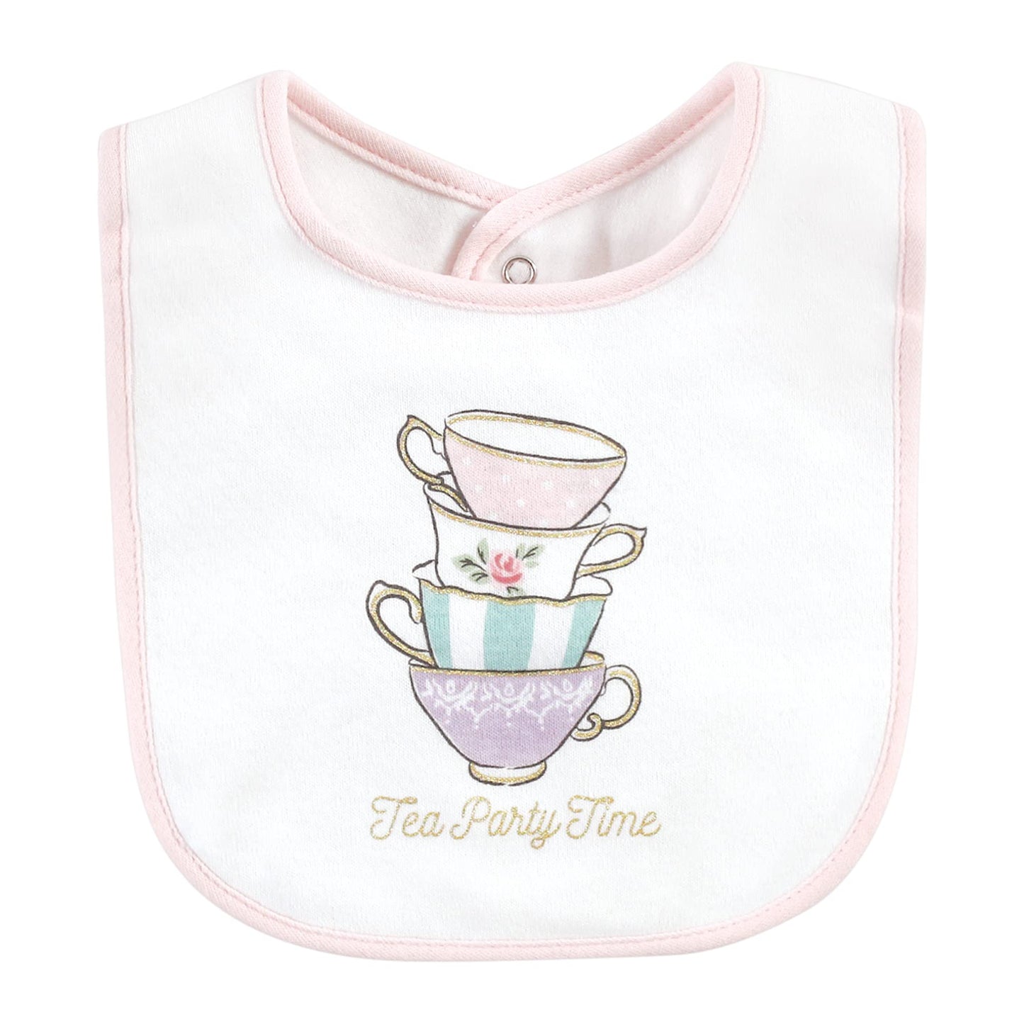 Hudson Baby Unisex Baby Cotton Bibs, Tea Party, One Size