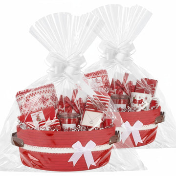 Colingmill 2 Pack Christmas Woven Basket with Gift Bag Ribbons Small Empty Decorative Gift Chest Box 12x 8x 5 Cute Woven Rope St