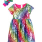 Cilucu Flower Girl Dress Baby Toddlers Sequin Dress Kids Party Dress Bridesmaid Wedding Gown Birthday Dress Hot Pink Rainbow 6T-