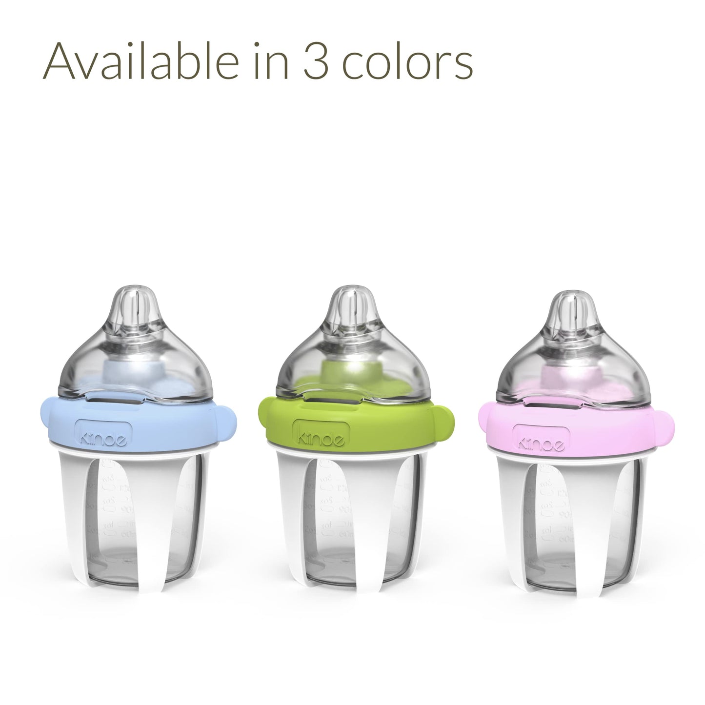 Kiinde Active Latch Silicone Baby Bottle, Anti Colic, Leak Proof, Easy To Clean, Includes 2 Medium Flow Active Latch Nipples Wit