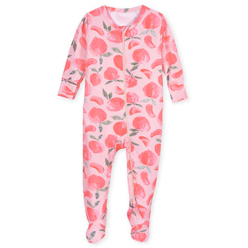 Gerber Unisex Baby Toddler Buttery Soft Snug Fit Footed Pajamas With Viscose Made From Eucalyptus, Just Peachy, 3T