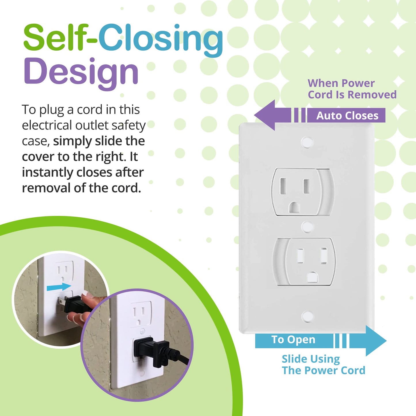 Self-Closing Electrical Wall Outlet Covers For Baby Proofing, Premium Plastic, Standard-Size Child Proof Outlet Cover, 4.6 X 3 I