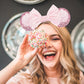 Eisyaa Minnie Ears Headbands, Sequin Mouse Ears With Pink Bow Glitter Party Princess Decoration Cosplay Costume
