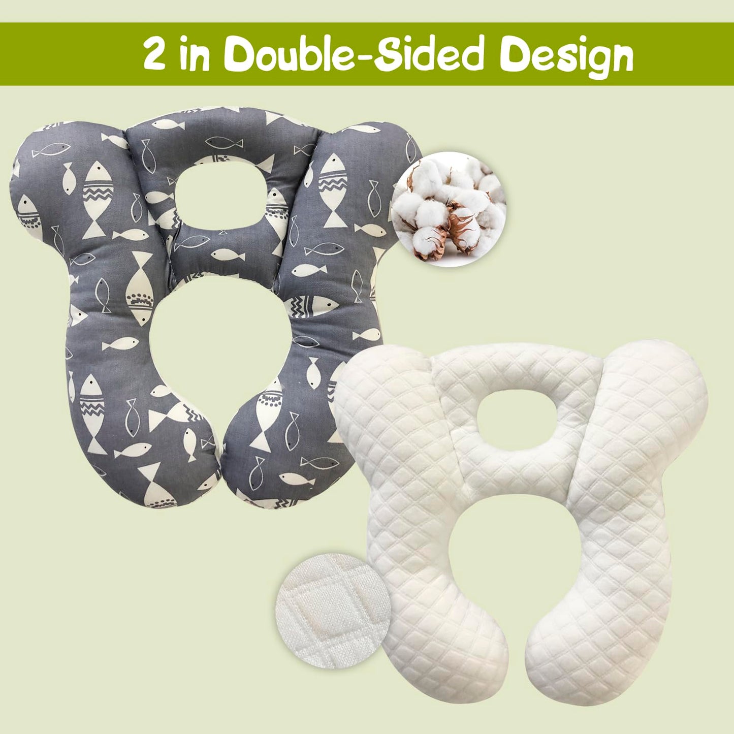 Deezomo Baby Travel Pillow,Soft And Skin Friendly Kids Cushion For Car Seat - Newborn Pillow For Pushchair,Car Seat,Travel (Gray