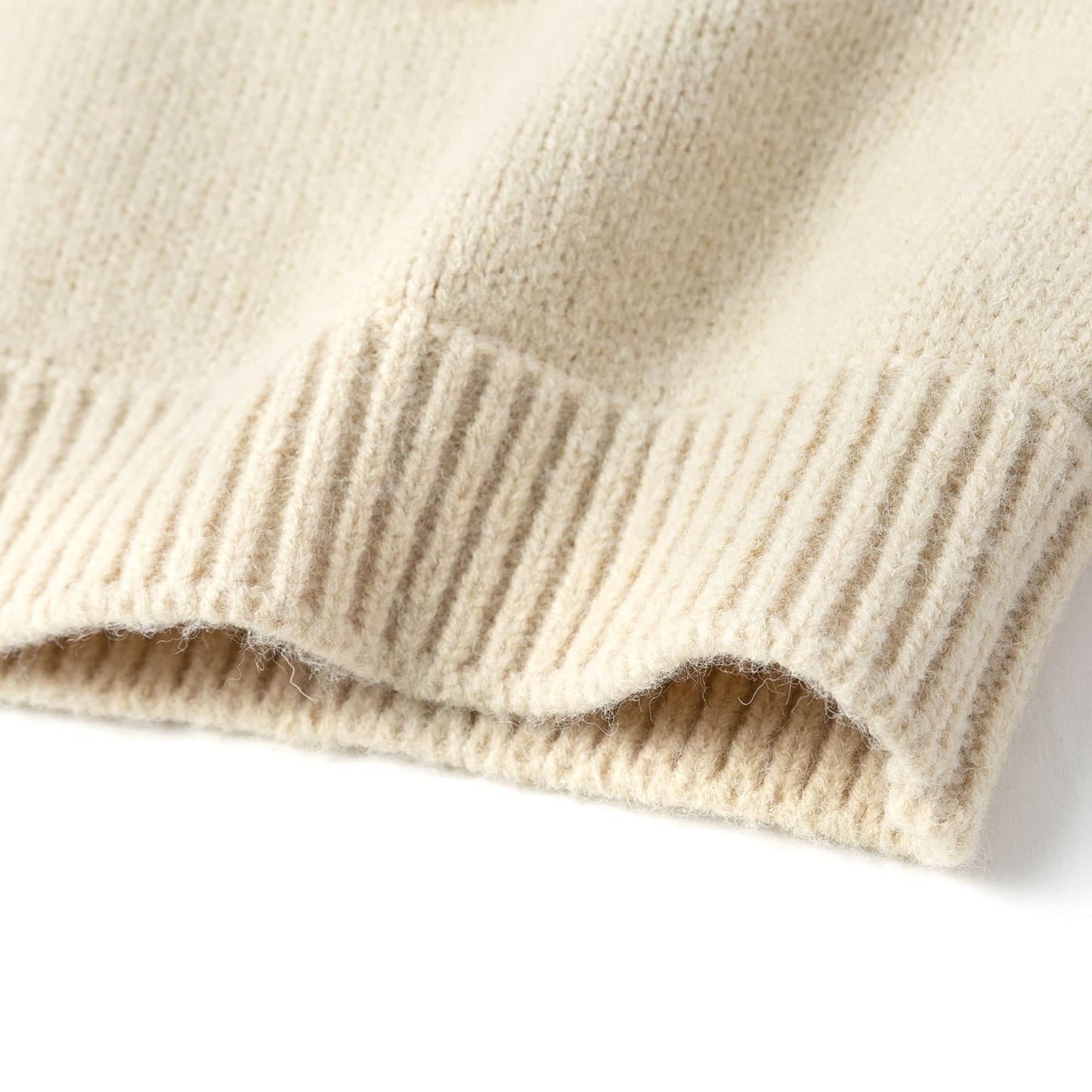 Curipeer Baby Boy 'S Girl 'S Crew Neck Knitted Sweater Handmade Pompom Rib Knit Pullover Outfits Beige 6T