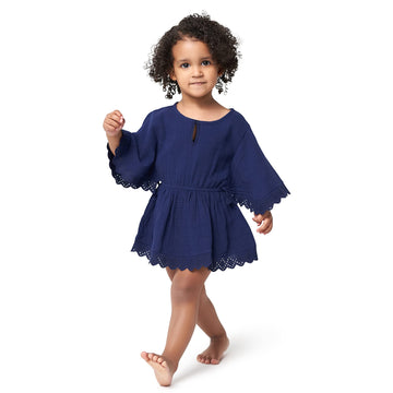 Gerber Baby Girl'S Standard Toddler Kaftan Swim Cover Up, Navy, 3-6 Months