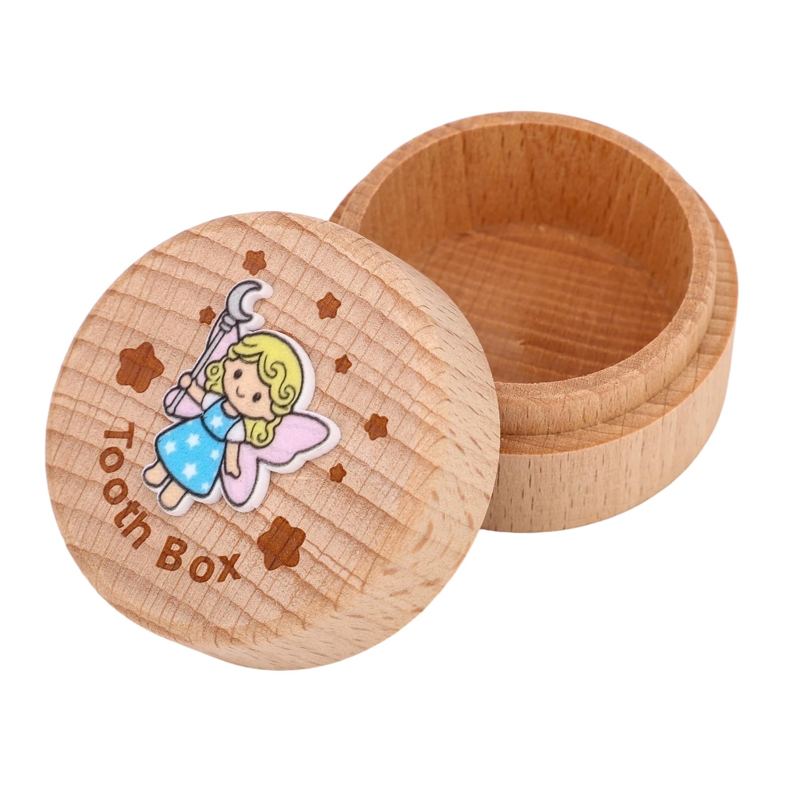 PEUTIER Baby Tooth Fairy Box, 3D Carved Wooden Keepsake Storage Holder Container Savers for Lost Teeth for Boys & Girls Kids Den