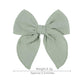 5.5 Inch Light Green Fable Hair Bow: Handmade Linen Cotton Hair Clip For Girls - 1 Pcs