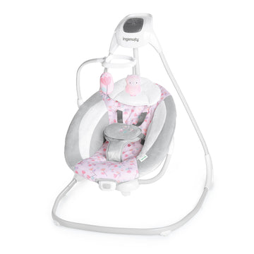 Ingenuity Simplecomfort Lightweight Compact 6-Speed Multi-Direction Baby Swing, Vibrations & Nature Sounds, 0-9 Months 6-20 Lbs