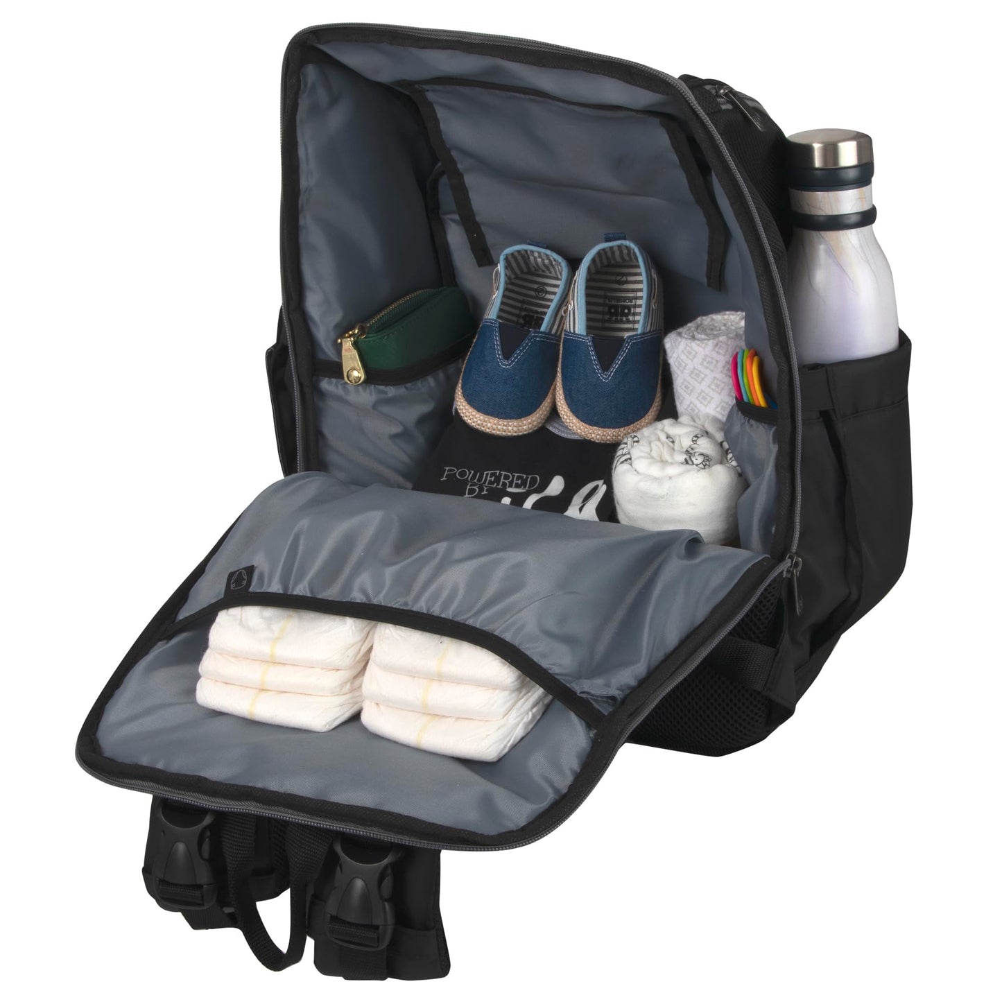 Fisher-Price Fastfinder 3 Piece Set Diaper Bag Backpack For Moms & Dads With Changing Pad And Wipes Pocket