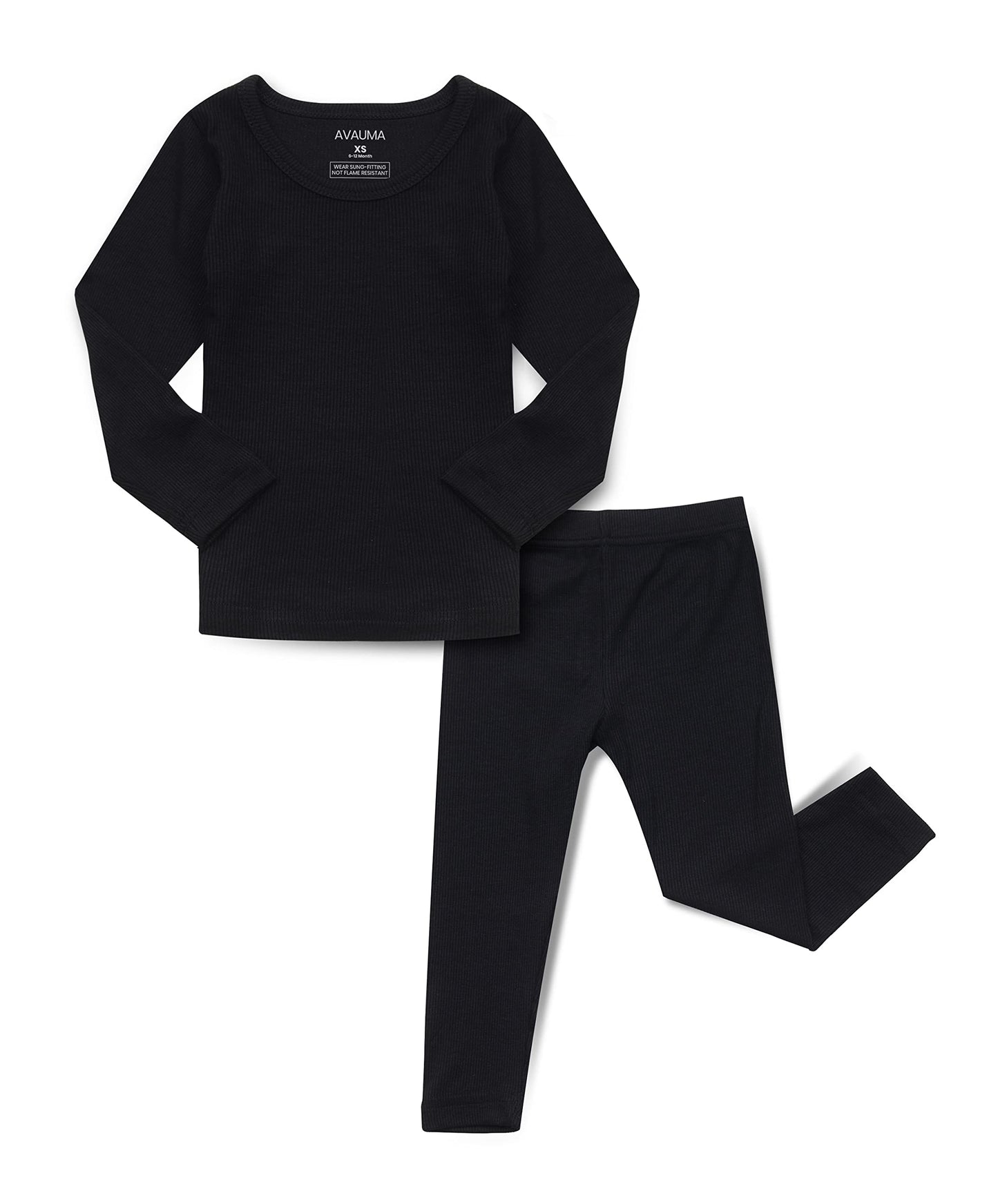 Avauma Baby Boys Girls Pajama Set Kids Toddler Snug Fit Ribbed Sleepwear Pjs For Daily Life Style (Js/Black(L))