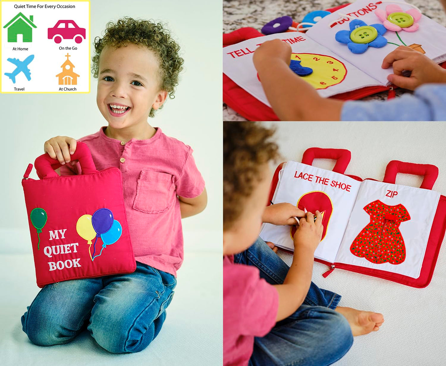 My Quiet Book by Pockets of Learning Montessori Basic Life Skills Activity Toy | Interactive Early Education Preschool Activity